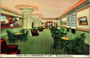 Vtg Advertising Postcard Reception Room Anheuser-Busch Brewery St Louis Missouri