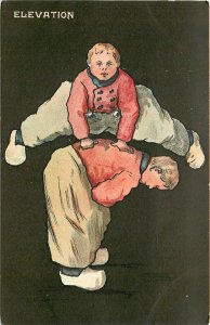 Postcard C-1910 Tuck arts Crafts Dutch boys leap frog Quaint Hollander TP24-1519