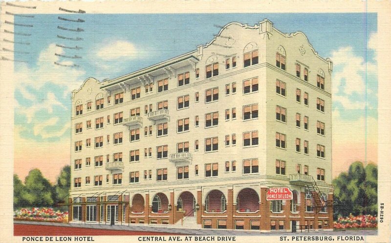 Postcard 1949 Florida St. Petersburg Hotel Ponce De Leon occupation FL24-1854