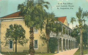 St Augustine Florida US Post Office & Custome House1921 Litho Postcard Used
