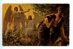 494260 LEINWEBER Winged ANGEL Adam & Eve BIBLE Vintage postcard