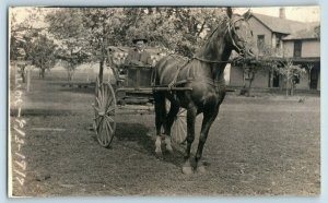 C.1917 RPPC Man In Horse Buggy Centralia, IL Postcard P165 