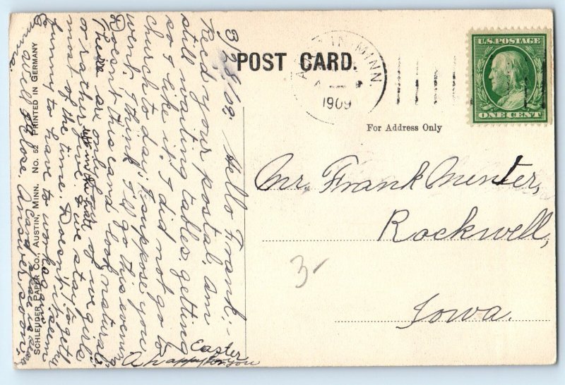 1909 Austin Minnesota Postcard Interior View Methodist Episcopal Church Interior