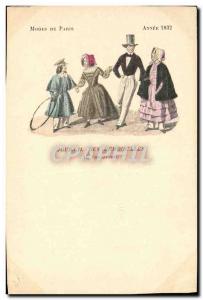 Postcard Old Fashion Headdress Journal Female damselflies Rue Drouot Year 1832