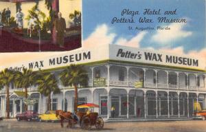 St Augustine Florida Plaza Hotel Potters Wax Museum Antique Postcard K79676
