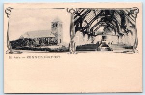 KENNEBUNKPORT, ME ~Interior/Exterior ST. ANN'S CHURCH York County 1900s Postcard
