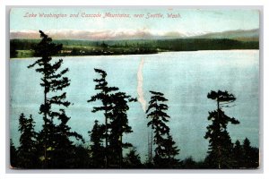 Lake Washington and Cascade Mountains Seattle WA UNP DB Postcard H30