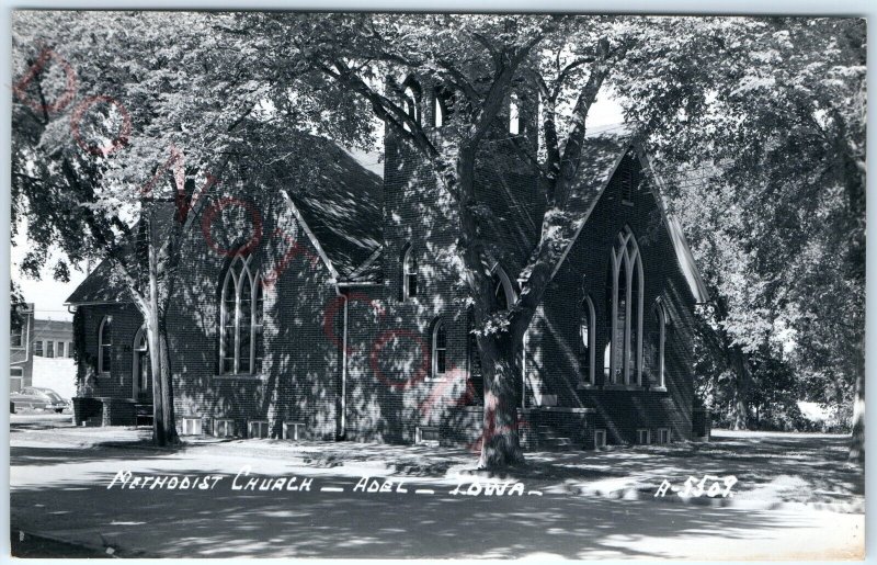 c1950s Adel, IA RPPC Methodist Church Building Real Photo Postcard Vtg A107