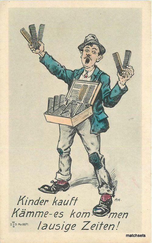 1920s Germany Street Vendor Comb Seller Artist Kinder Kauft Kommen Zeiten Havers