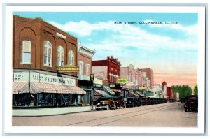 c1920 Main Street Classic Cars Exterior Building Collinsville Illinois Postcard