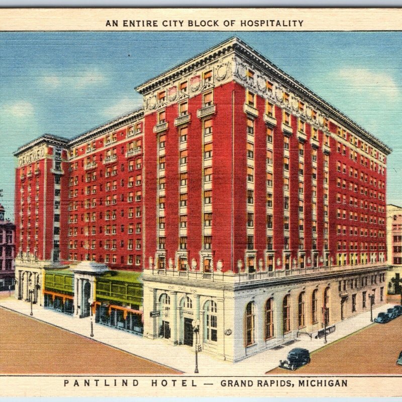 1935 Grand Rapids MI Pantlind Hotel Art Deco PC Design Advertising Roadside A247