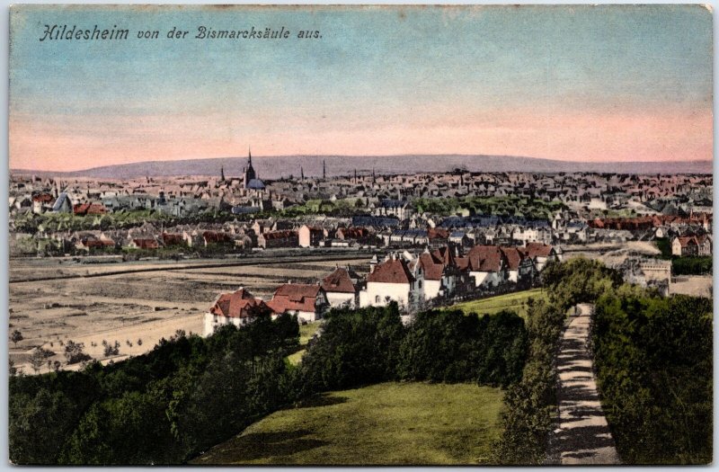 VINTAGE POSTCARD VIEW OF THE TOWN OF HILDESHEIM GERMANY FROM THE BISMARCK CHURCH