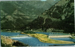Aerial View Postcard Bonneville Dam Cascade Locks Oregon