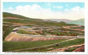 Postcard UT Denver & Rio Grande Railroad Train Crossing Soldier Summit 1916 V202