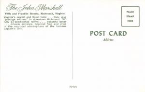 RICHMOND VA JOHN MARSHALL HOTEL & CAPTAIN'S GRILL RESTAUANT LOT OF 2 POSTCARDS