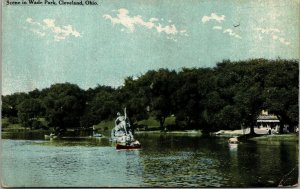 Vtg 1910's Wade Park Lake View Scene Cleveland Ohio OH Antique Postcard