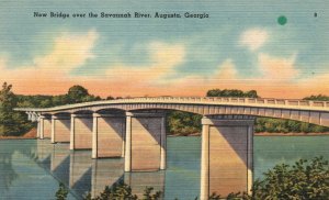 ?Vintage Postcard 1930's New Bridge over the Savannah River Augusta Georgia GA