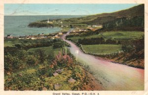 Vintage Postcard 1940's Grand Valley Gaspe Mountain Trails Roadways Canada