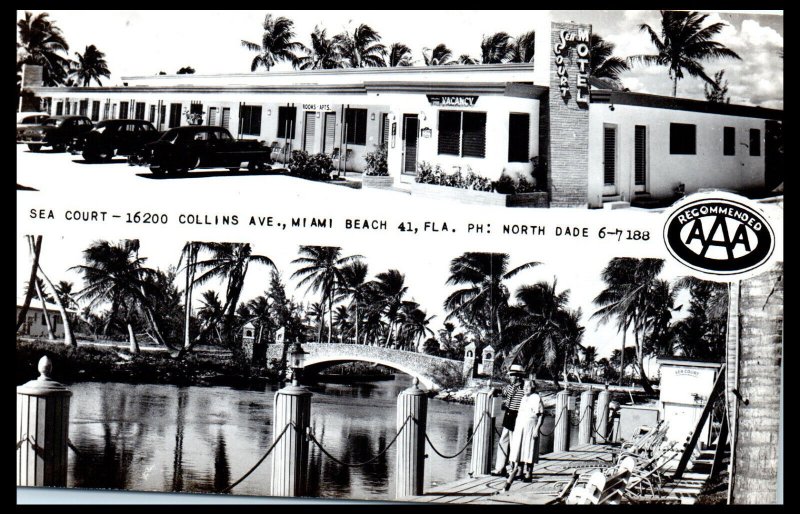1950s Sea Court Motel Miami Beach FL Real Photo Postcard