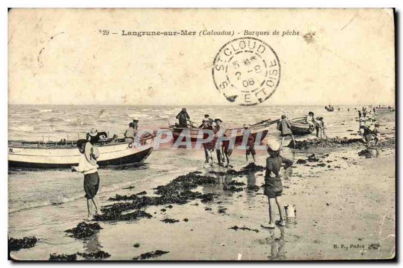 Old Postcard Langrune Sur Mer Boats of Fishing