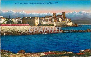 Postcard Old Antibes Old City Walls and the Alps