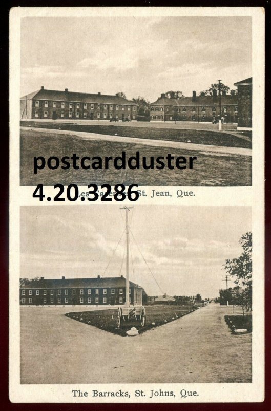 h3898 - ST. JEAN Quebec Postcard 1920s Military Barracks