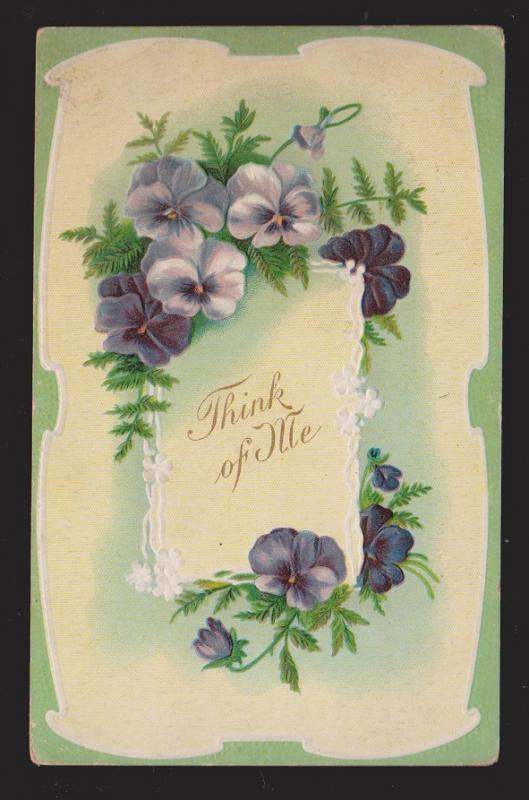 General Greetings - Think Of Me Flowers - Used - Embossed