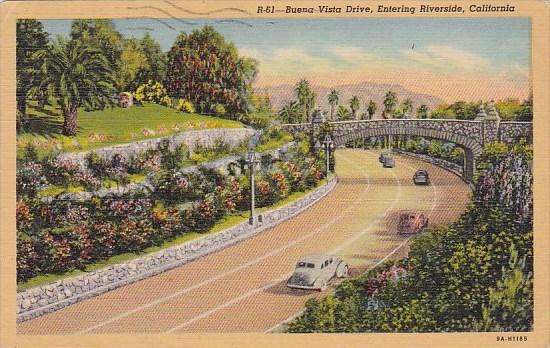 California Riverside Buena Vista Drive Entering Riverside 1940