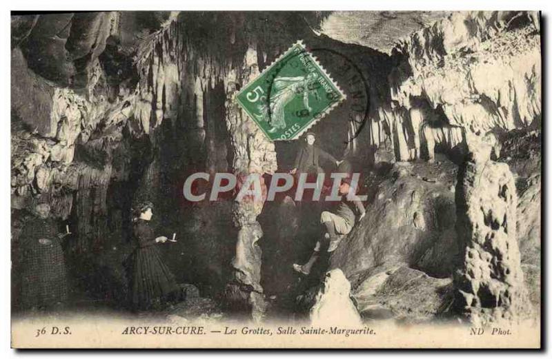 Old Postcard Arcy Sur Cure Caves Saint Margaret Hall