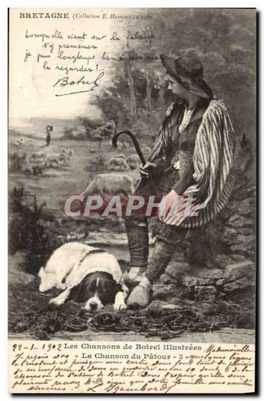 Old Postcard Folklore songs Botrel Song of the Dog Patour