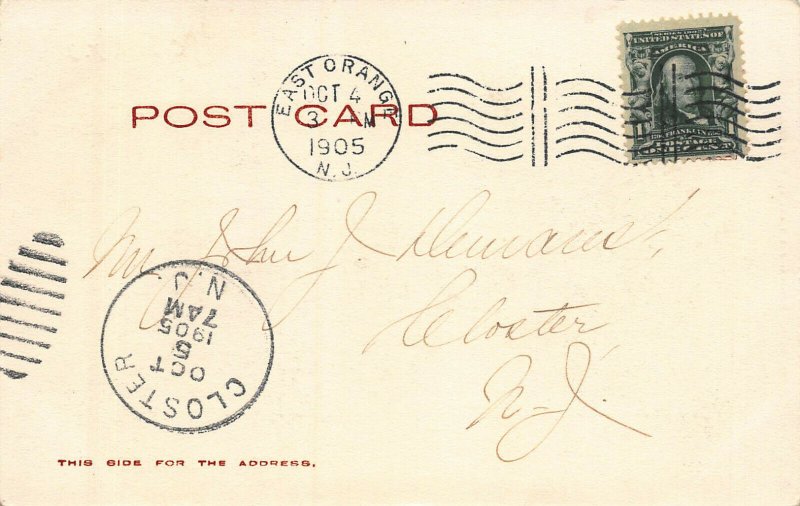 Music Hall, Orange, N.J., Early Postcard, Used in 1905