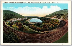 Famous Horseshoe Curve Main Line Sylvania Railroad Altoona Pennsylvania Postcard