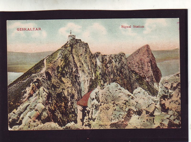 P1669 old unused postcard signal station mountains gibraltar