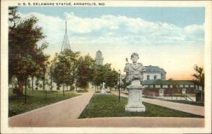 Annapolis MD USS Delaware Statue c1920 Postcard