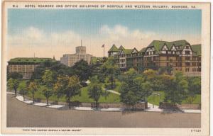 Hotel Roanoke and Office Buildings of Norfolk and Western Railway, VA, Postcard