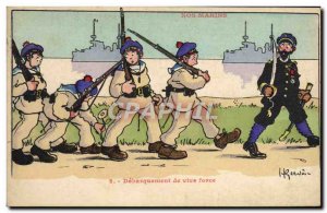 Postcard Old Gervese Illustrator Our Sailors Unloading by force