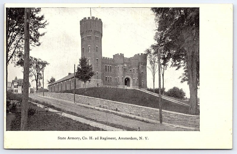 State Armory Company H. 2nd Regiment Amsterdam New York NY Landmark Postcard