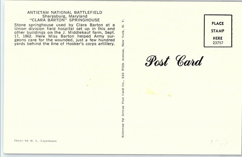 Vintage Antietam National Battlefield, Sharpsburg, Maryland Postcard P130 