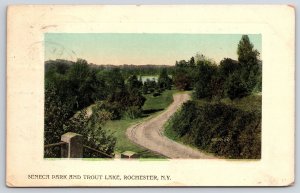 1909 Seneca Park &Trout Lake Rochester New York NY Trail Pathway Posted Postcard