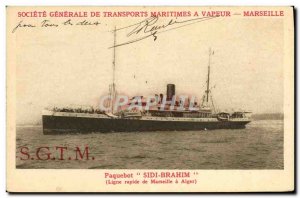 Postcard Old Ship Boat Sidi Brahim weekly online Marseille Algiers