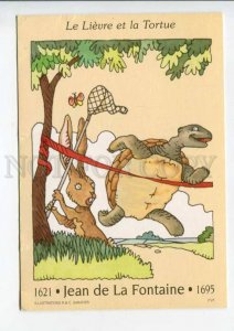 422514 FRANCE 1995 Fables Jean de La Fontaine Hare turtle  postal RPPC