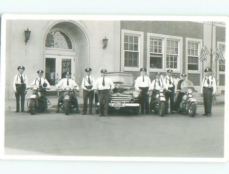 rppc Pre-1950 Motorcycle Cops FOUR POLICE OFFICERS ON MOTORCYCLES AC8075