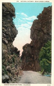 Denver CO-Colorado, 1937 Natural Gateway Bear Creek Canon Walls Vintage Postcard