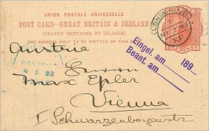 Entier Postal Stationery 1p London in 1893 for Vienna