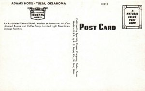 Tulsa Oklahoma Adams Hotel Postcard 