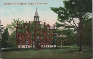 Postcard Hulings Hall Allegheny College Meadville PA