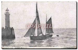 Old Postcard Fishing Boat Treport Lighthouse Lighthouse