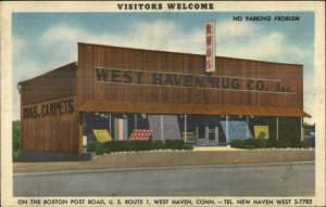 West Haven CT Rug Co Store Carpet Storefront Adv LINEN Postcard