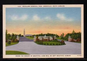 South Carolina colour PC Woodlawn Memorial Park Greenville, unused