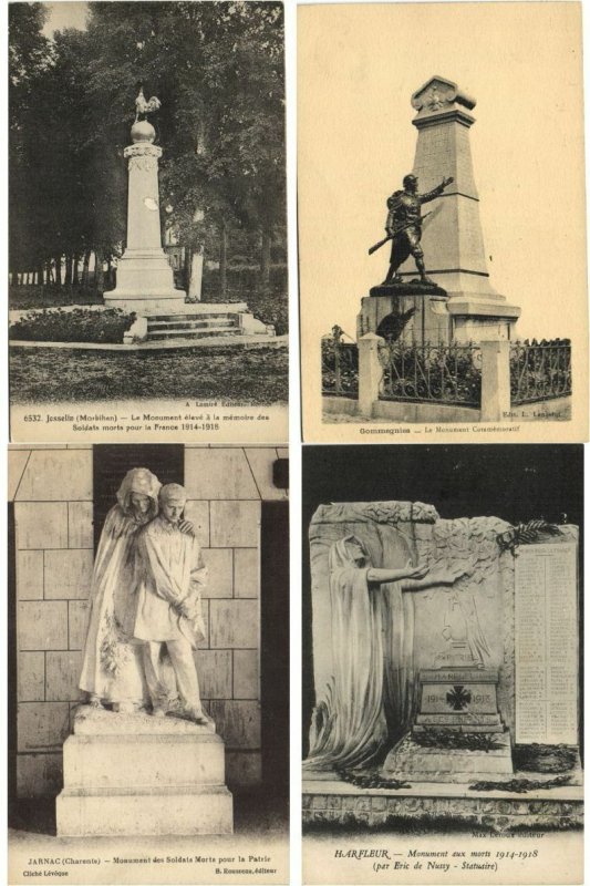 WAR MONUMENTS STATUES MILITARY WWI 250 Vintage Postcards Pre-1940 (L3395)